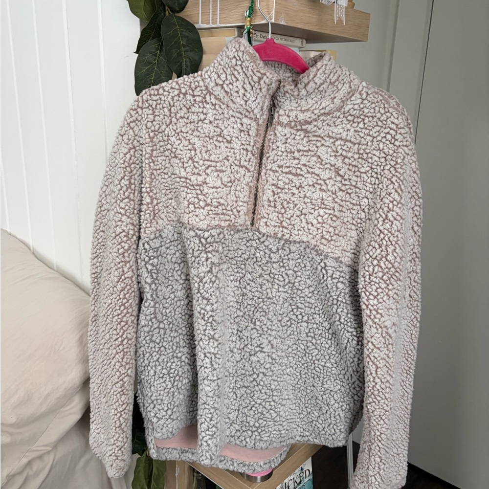 Thread & Supply Pink and Cream Sherpa Jacket